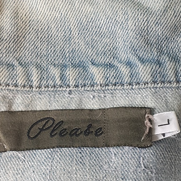 Size L 12 Designer Cropped Distressed Denim & Lace Jacket - Picture 14 of 15